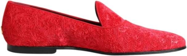 Dolce & Gabbana Rode Jacquard Loafers voor Formele Gelegenheden