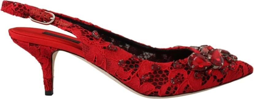 Dolce & Gabbana Rode Kristal Hak Slingback Mary Jane Schoenen Red Dames