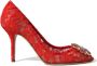 Dolce & Gabbana Rode Kristallen Kant Hakken Pumps Red Dames - Thumbnail 9