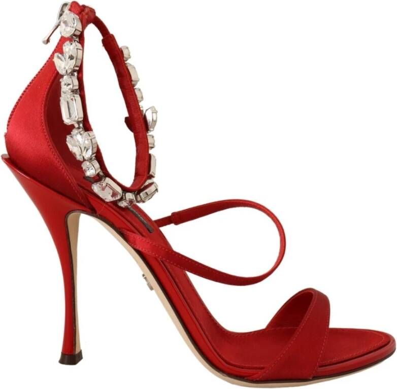 Dolce & Gabbana Rode Kristalversierde Hak Sandalen Red Dames