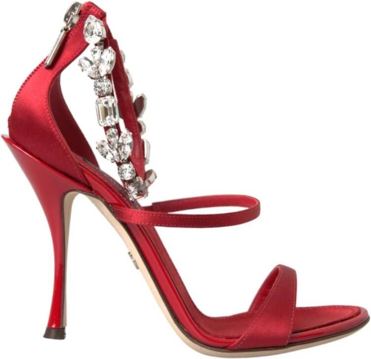 Dolce & Gabbana Rode Kristalversierde Hoge Hakken