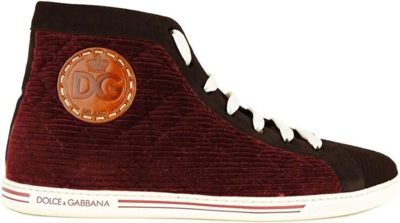 Dolce & Gabbana Rode Leren High-Top Sneakers Red Heren