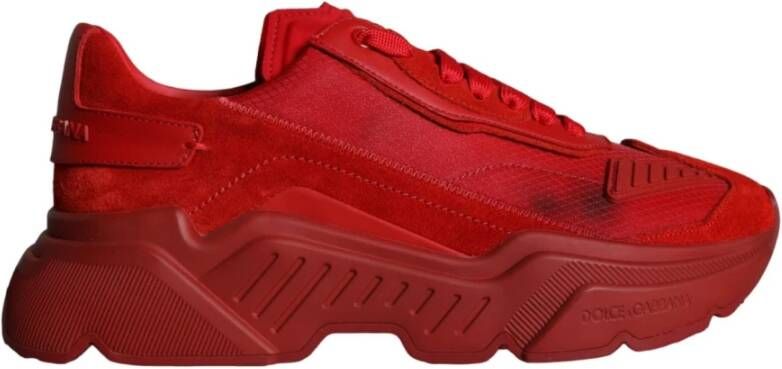 Dolce & Gabbana Rode Leren Lage Sneakers Logo