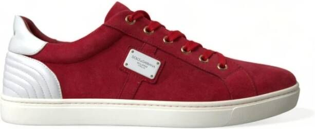 Dolce & Gabbana Rode Leren Lage Sneakers Red Heren