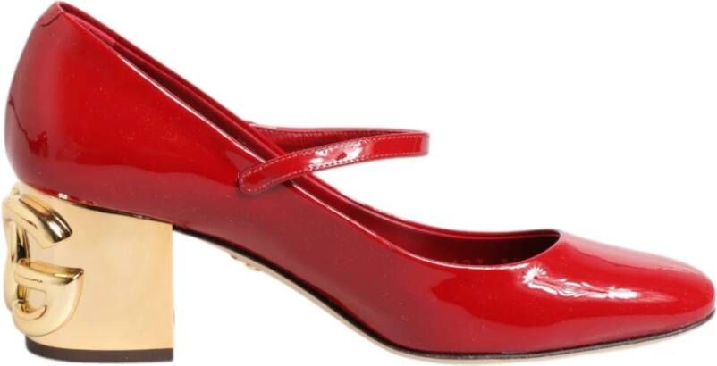 Dolce & Gabbana Rode Leren Logo Hakken Sandalen