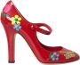 Dolce & Gabbana Rode Leren Versierde Mary Jane Pumps Red Dames - Thumbnail 1