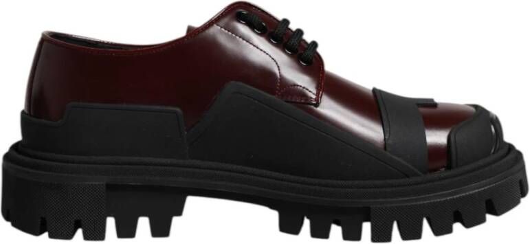 Dolce & Gabbana Rode Leren Veterschoenen