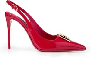 Dolce & Gabbana Rode platte schoenen met pinaforemetal breedte Rood Dames