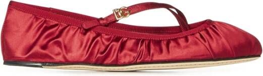 Dolce & Gabbana Rode Satijnen Ballerina's Elegante Schoenen