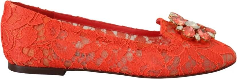 Dolce & Gabbana Rode Taormina Kant Kristallen Ballet Flats Schoenen Red Dames