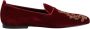 Dolce & Gabbana Rode Velvet Gouden Kroon Loafers Schoenen - Thumbnail 1