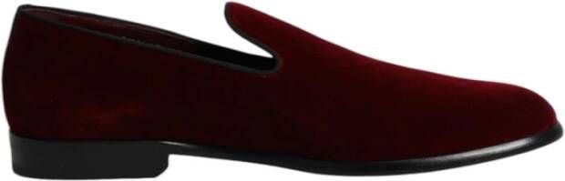 Dolce & Gabbana Rode Velvet Loafers Slip-On Schoenen