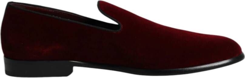 Dolce & Gabbana Rode Velvet Slip On Loafers Schoenen