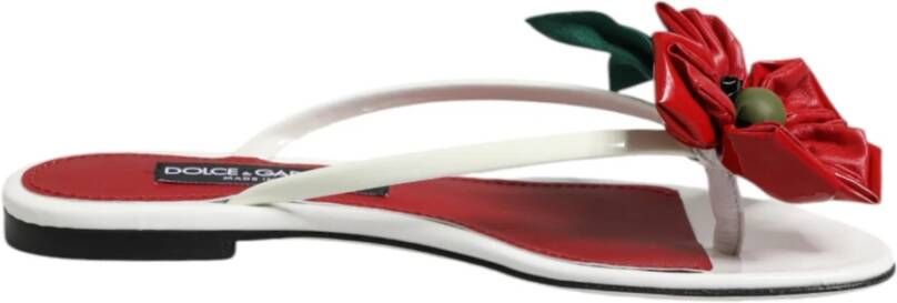 Dolce & Gabbana Rood Wit Keira Bloem Leren Sandalen