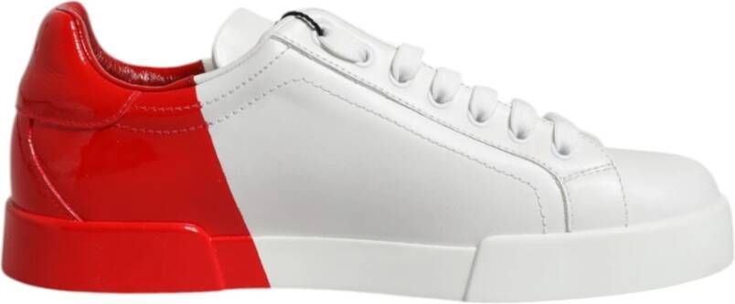 Dolce & Gabbana Rood Wit Leren Logo Lage Sneakers - Foto 3