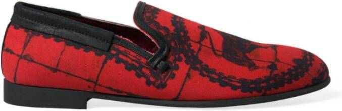 Dolce & Gabbana Rood Zwart Torero Loafers Pantoffels Multicolor Heren