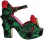Dolce & Gabbana Groene Brokaat Slangenhuid Rozen Kristal Schoenen Green Dames - Thumbnail 1