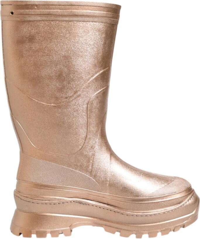Dolce & Gabbana Roségouden Rubberen Pull-On Regenlaarzen