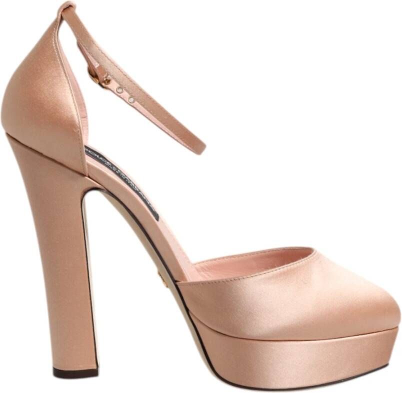 Dolce & Gabbana Roze Blokhakken Enkelband Sandalen