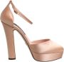 Dolce & Gabbana Roze Blokhakken Enkelband Sandalen - Thumbnail 1