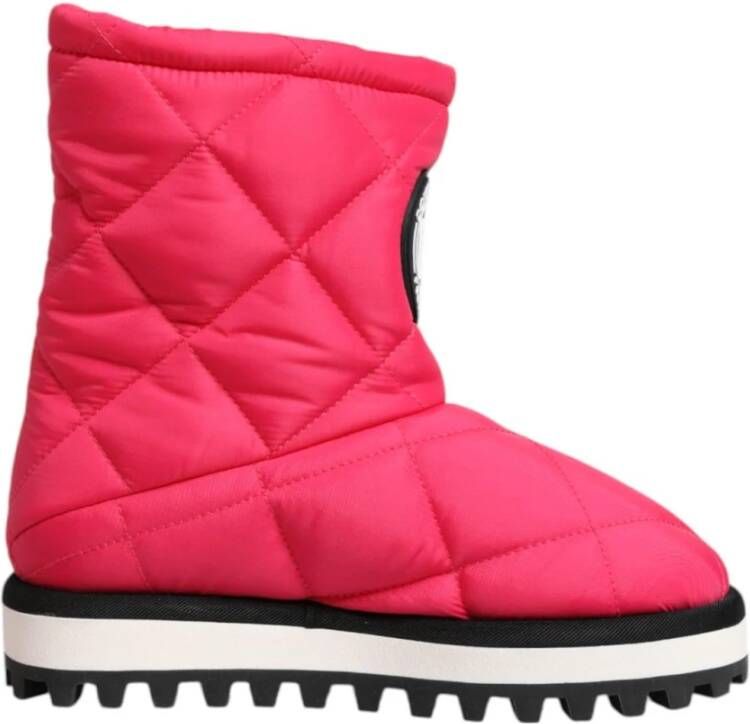 Dolce & Gabbana Roze & Wit Gewatteerde Mid-Calf Laarzen