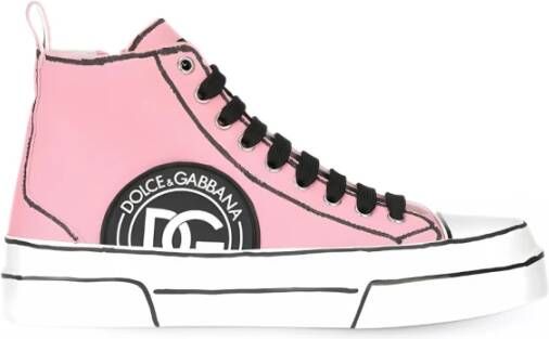 Dolce & Gabbana Roze hoge marker trim sneakers