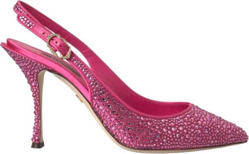 Dolce & Gabbana Roze Kristal Slingback Hakken Sandalen Pink Dames