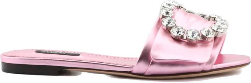Dolce & Gabbana Roze kristalversierde flats Pink Dames