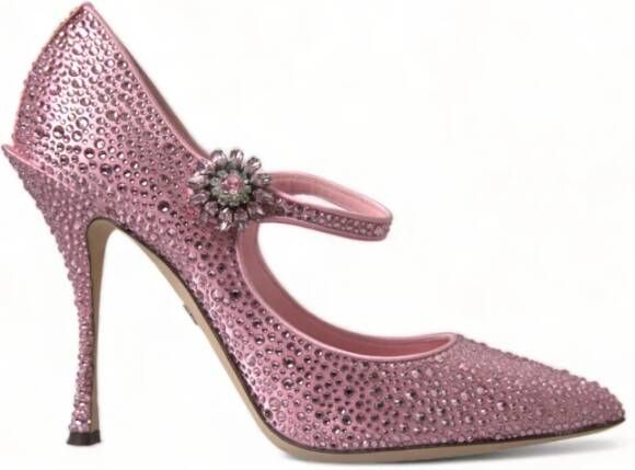 Dolce & Gabbana Kristalversierde Satijnen Pumps Pink Dames