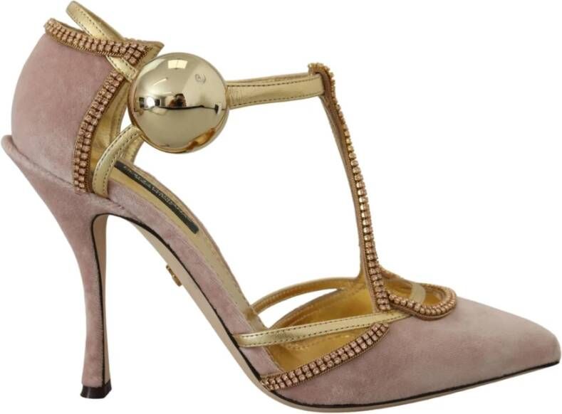 Dolce & Gabbana Elegante Roze Kristal Hoge Hak Pumps Pink Dames