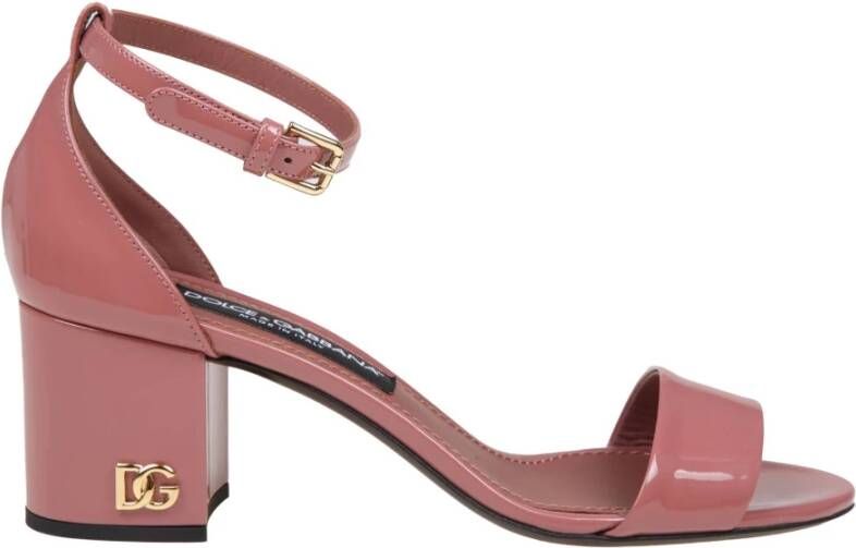 Dolce & Gabbana Roze lakleren sandalen met verstelbare band Pink Dames
