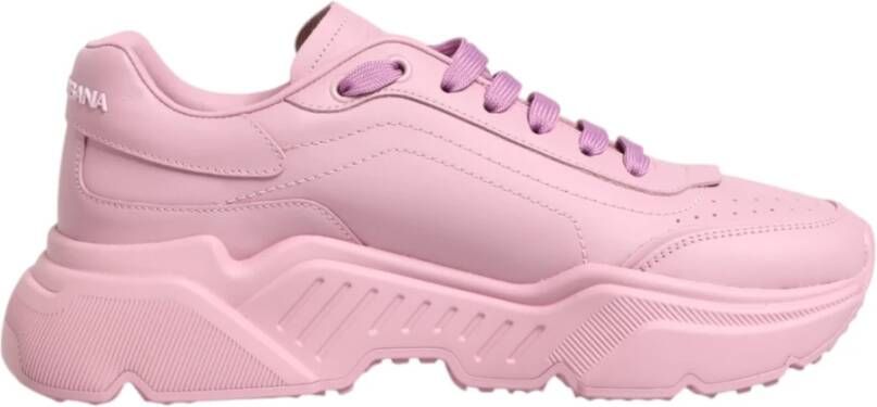 Dolce & Gabbana Roze Leren Daymaster Lage Sneakers