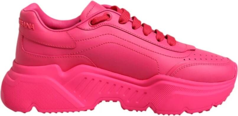 Dolce & Gabbana Roze Leren Daymaster Lage Sneakers
