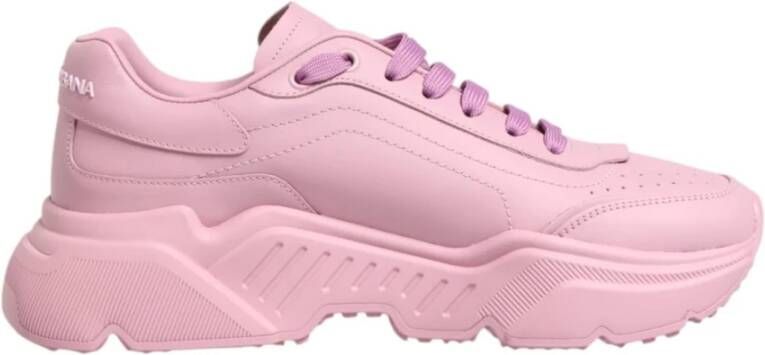 Dolce & Gabbana Roze Leren Lage Sneakers