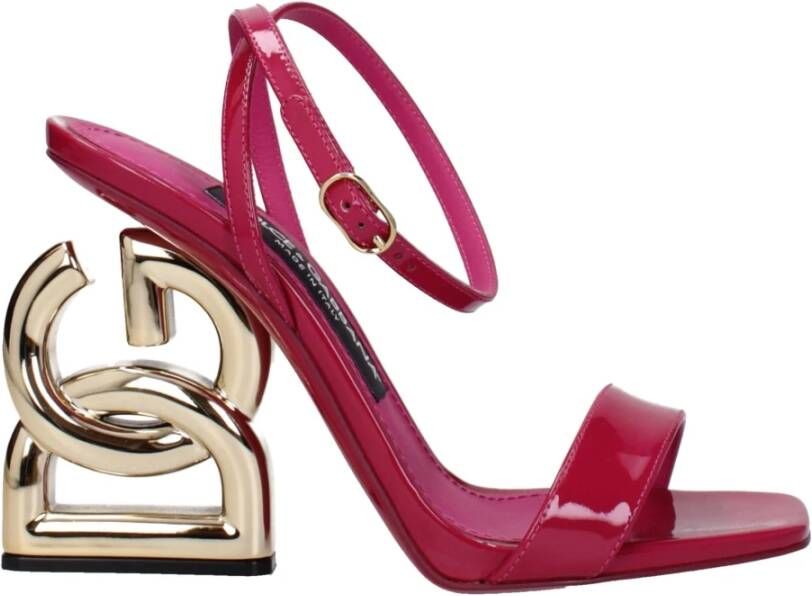 Dolce & Gabbana Roze Leren Sandaal Hoge Hak
