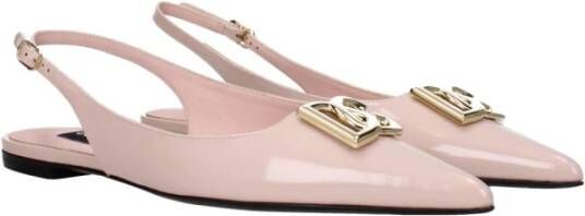 Dolce & Gabbana Roze Leren Sandaal met Logo