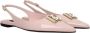 Dolce & Gabbana Roze Leren Sandaal met Logo - Thumbnail 1