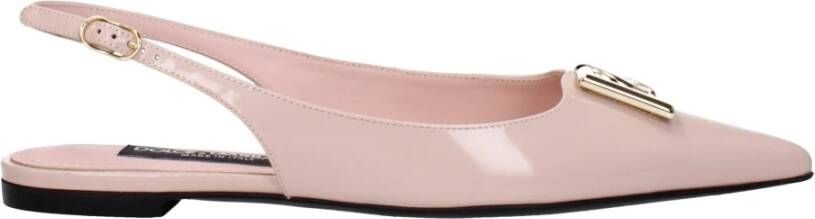 Dolce & Gabbana Gouden Metalen Logo Slingback Ballet Flats Pink Dames