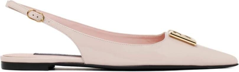 Dolce & Gabbana Gouden Metalen Logo Slingback Ballet Flats Pink Dames