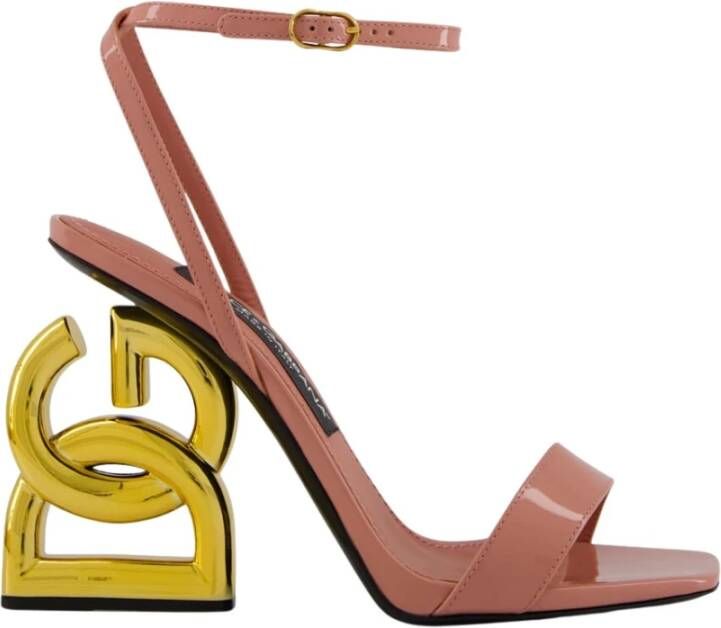 Dolce & Gabbana Roze Patentleren Sandalen met Sculpturale Hak