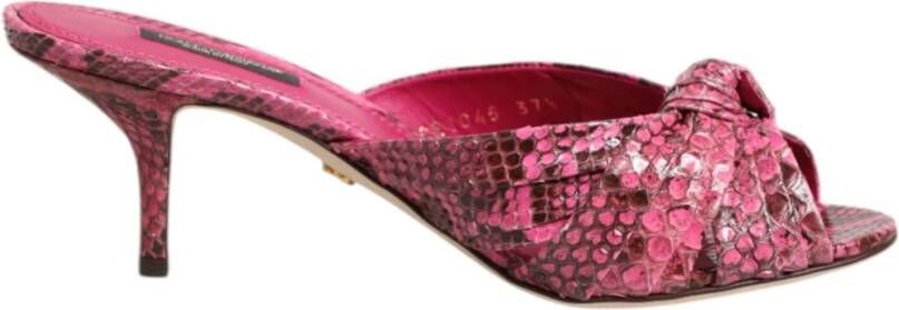 Dolce & Gabbana Roze Python Leren Hakken Sandalen