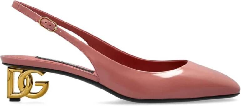 Dolce & Gabbana Gouden Logo Hak Leren Pumps Pink Dames