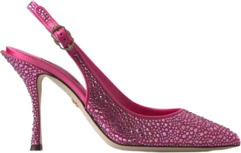 Dolce & Gabbana Roze Zijde Blend Slingback Hakken Pink Dames