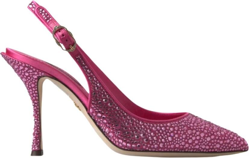 Dolce & Gabbana Roze Kristal Slingback Hakken Sandalen Pink Dames
