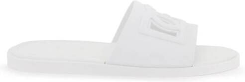 Dolce & Gabbana Rubber Slides met DG Millennials Logo White Heren