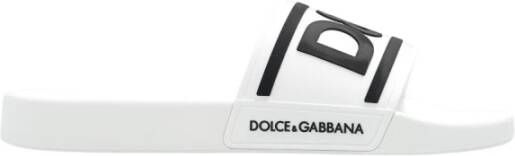 Dolce & Gabbana Logo Slippers van Rubber met Ingelegd D&G Logo White Heren