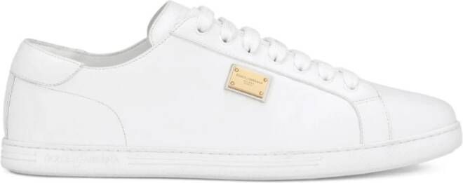 Dolce & Gabbana Saint Tropez Plaque Sneakers Moderne Herenschoenen in het Wit White Heren