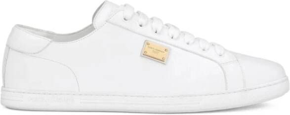 Dolce & Gabbana Saint Tropez Plaque Sneakers Moderne Herenschoenen in het Wit White Heren