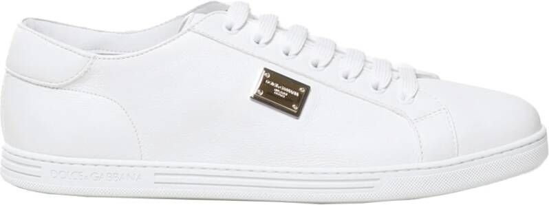 Dolce & Gabbana Saint Tropez Plaque Sneakers Moderne Herenschoenen in het Wit White Heren