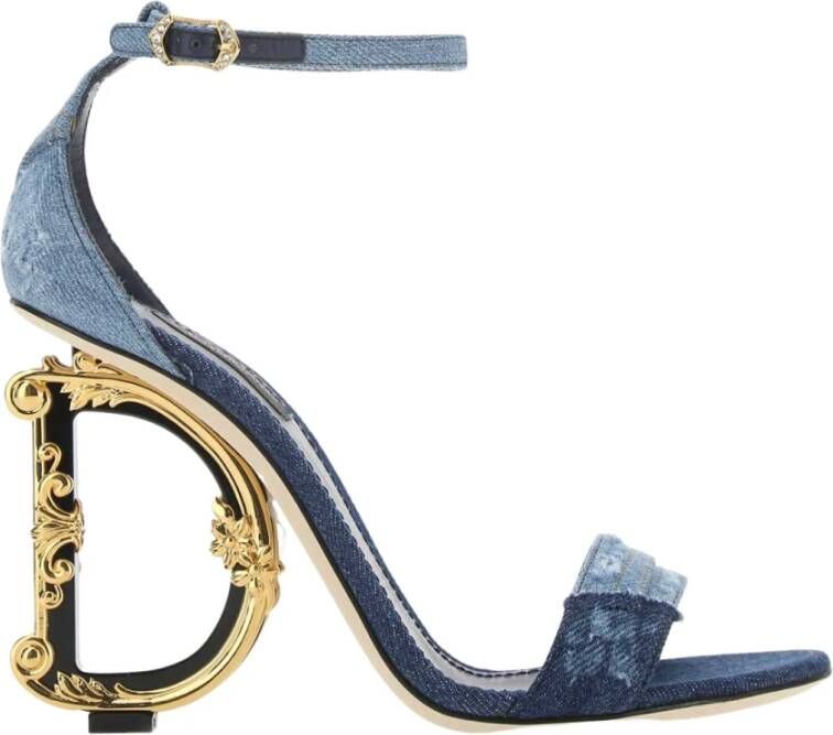 Dolce & Gabbana 105 mm sandalen met patchwork en DG-hak Blauw - Foto 1